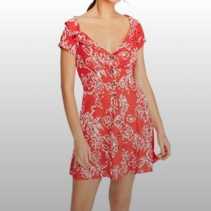 FREE PEOPLE Dress A Thing Called Love Floral Red White Size 2
